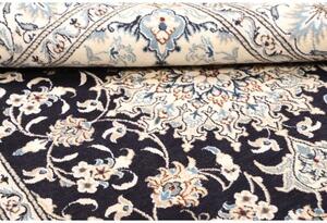 Tappeto Nain Kashmar Medaglione Floreale Blu Scuro Avorio 152x202 Cm