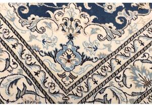 Tappeto Nain Kashmar Medaglione Floreale Blu Avorio 152x205 Cm