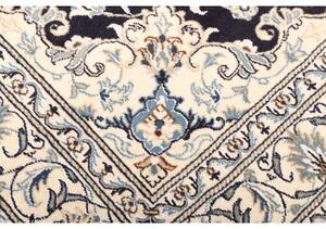 Tappeto Nain Kashmar Medaglione Floreale Blu Scuro Avorio 152x202 Cm