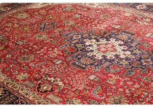 Tappeto Tabriz Medaglione Floreale Rosso Blu Notte 255x333 Cm