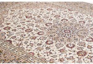 Tappeto Kashan Medaglione Floreale Avorio Grigio 240x345 Cm