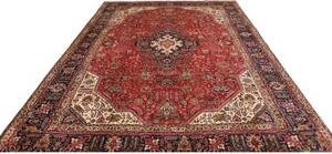 Tappeto Tabriz Medaglione Floreale Rosso Blu Notte 255x333 Cm