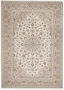 Tappeto Kashan Medaglione Floreale Avorio Grigio 240x345 Cm