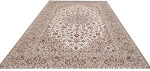 Tappeto Kashan Medaglione Floreale Avorio Grigio 240x345 Cm
