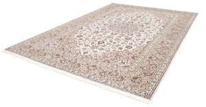 Tappeto Kashan Medaglione Floreale Avorio Grigio 240x345 Cm