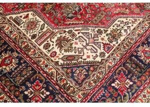 Tappeto Tabriz Medaglione Floreale Rosso Blu Notte 255x333 Cm