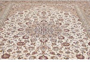 Tappeto Kashan Medaglione Floreale Avorio Grigio 240x345 Cm