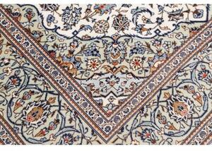 Tappeto Kashan Medaglione Floreale Avorio Blu 195x287 Cm