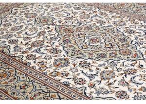 Tappeto Kashan Medaglione Floreale Avorio Blu 195x287 Cm