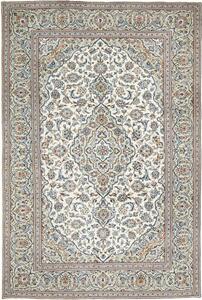 Tappeto Kashan Medaglione Floreale Avorio Blu 192x285 Cm