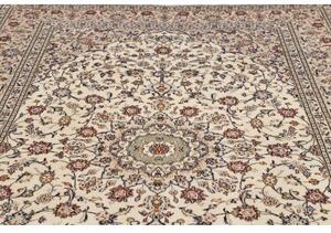 Tappeto Kashan Medaglione Floreale Avorio Blu 200x307 Cm
