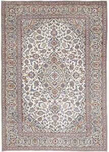 Tappeto Kashan Medaglione Floreale Avorio Blu 195x287 Cm