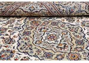 Tappeto Kashan Medaglione Floreale Avorio Blu 195x287 Cm