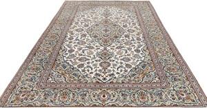 Tappeto Kashan Medaglione Floreale Avorio Blu 195x287 Cm