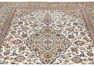 Tappeto Kashan Medaglione Floreale Avorio Blu 192x285 Cm
