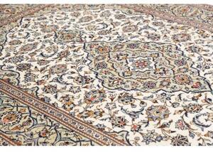 Tappeto Kashan Medaglione Floreale Avorio Blu 192x285 Cm