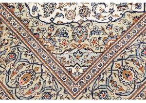 Tappeto Kashan Medaglione Floreale Avorio Blu 192x285 Cm