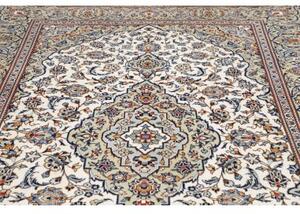 Tappeto Kashan Medaglione Floreale Avorio Blu 195x287 Cm