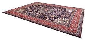 Tappeto Sarough Medaglione Floreale Blu Notte Rosso 300x395 Cm