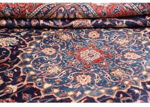 Tappeto Sarough Medaglione Floreale Blu Notte Rosso 300x395 Cm