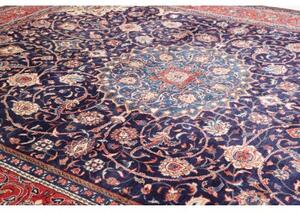 Tappeto Sarough Medaglione Floreale Blu Notte Rosso 300x395 Cm