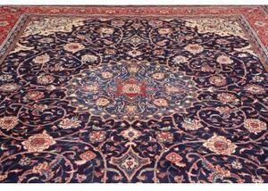 Tappeto Sarough Medaglione Floreale Blu Notte Rosso 300x395 Cm