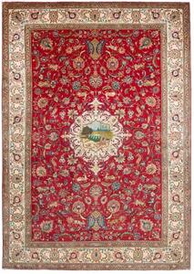 Tappeto Tabriz Figurativo Rosso Avorio 242x343 Cm