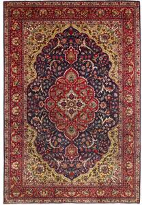 Tappeto Tabriz Medaglione Floreale Rosso Blu Scuro 200x293 Cm
