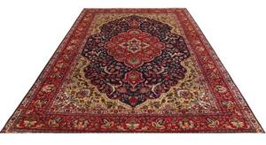 Tappeto Tabriz Medaglione Floreale Rosso Blu Scuro 200x293 Cm