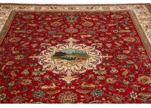 Tappeto Tabriz Figurativo Rosso Avorio 242x343 Cm