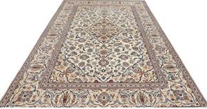 Tappeto Kashan Medaglione Floreale Avorio Blu 198x300 Cm