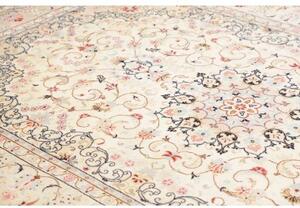 Tappeto Kashan Medaglione Floreale Avorio Rosso 195x300 Cm