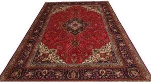 Tappeto Tabriz Medaglione Floreale Rosso Blu Scuro 202x303 Cm