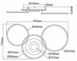 Globo 67824-40 - Plafoniera LED dimmerabile MILES 40W/230V 57x99,2 cm argento + telecomando incluso