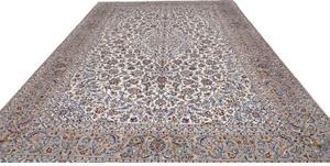 Tappeto Kashan Medaglione Floreale Avorio Blu 300x403 Cm