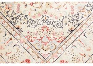 Tappeto Kashan Medaglione Floreale Avorio Rosso 195x300 Cm