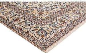 Tappeto Kashan Medaglione Floreale Avorio Blu 198x300 Cm