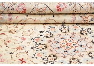 Tappeto Kashan Medaglione Floreale Avorio Rosso 195x300 Cm