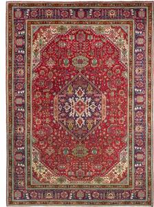 Tappeto Tabriz Stilizzato Rosso Blu 208x290 Cm