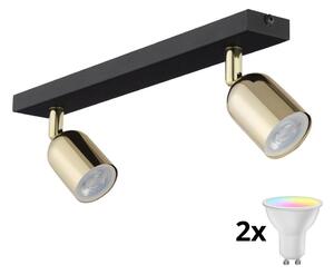 Faretto LED RGBW dimmerabile TOP 2xGU10/6,5W/230V 2700-6500K nero/oro
