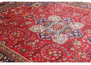 Tappeto Tabriz Medaglione Floreale Rosso Blu Scuro 260x336 Cm