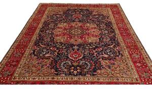 Tappeto Tabriz Medaglione Floreale Blu Scuro Rosso 205x300 Cm