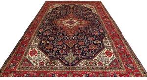 Tappeto Tabriz Stilizzato Blu Scuro Rosso Mattone 208x313 Cm