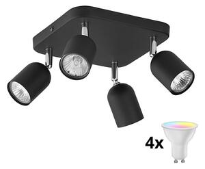 LED RGBW Faretto dimmerabile TOP 4xGU10/6,5W/230V 2700-6500K nero