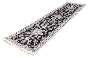 Tappeto Nain Kashmar Medaglione Floreale Blu Notte Avorio Corsia 80x290 Cm