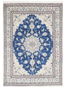 Tappeto Nain Kashmar Medaglione Floreale Blu Avorio 165x233 Cm