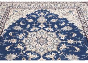 Tappeto Nain Kashmar Medaglione Floreale Blu Avorio 165x233 Cm