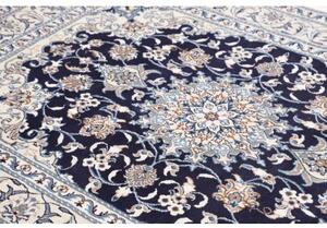 Tappeto Nain Kashmar Medaglione Floreale Blu Scuro Avorio 147x200 Cm