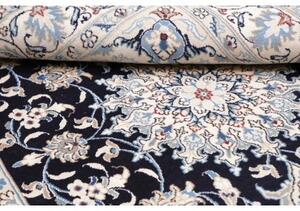 Tappeto Nain Kashmar Medaglione Floreale Blu Scuro Avorio 145x207 Cm