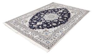 Tappeto Nain Kashmar Medaglione Floreale Blu Notte Avorio 168x234 Cm